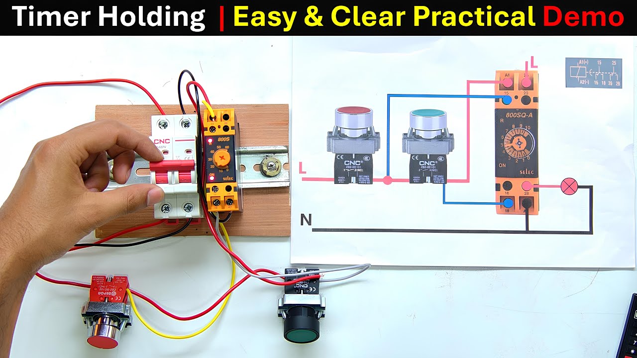3 Phase Motor Timer से Auto ON/OFF | Timer holding circuit | Off delay timer connection | rlc |