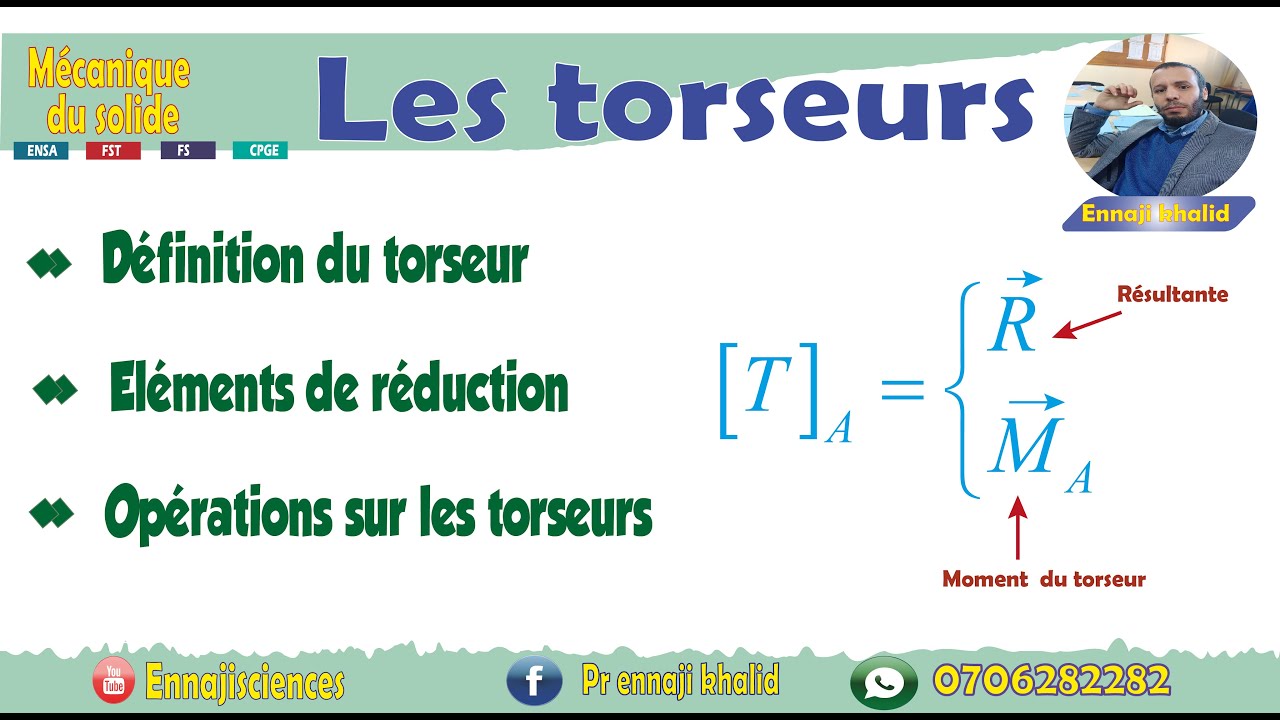 Torseurs définition, éléments de réduction et opérations sur torseurs