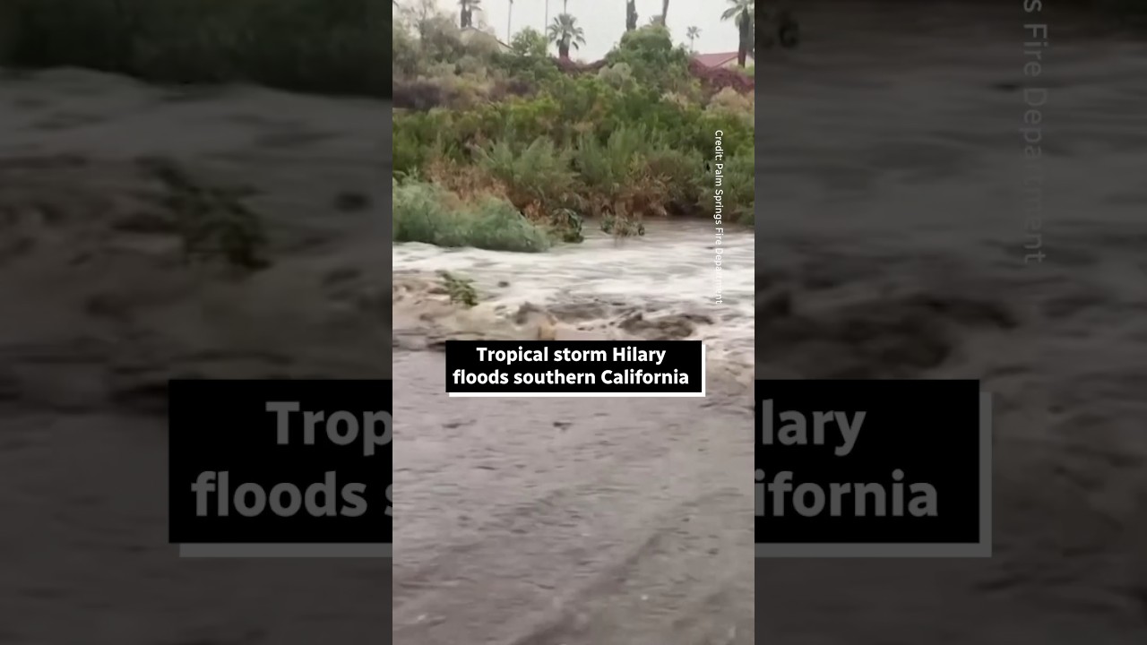 Tropical storm Hilary brings torrential rain, floods to California #shorts