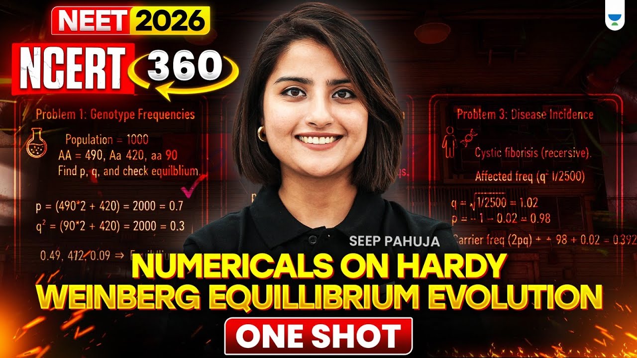 ⚡NEET 2026: NCERT 360: Numericals On Hardy Weinberg Equilibrium Evolution - One Shot | Seep Pahuja