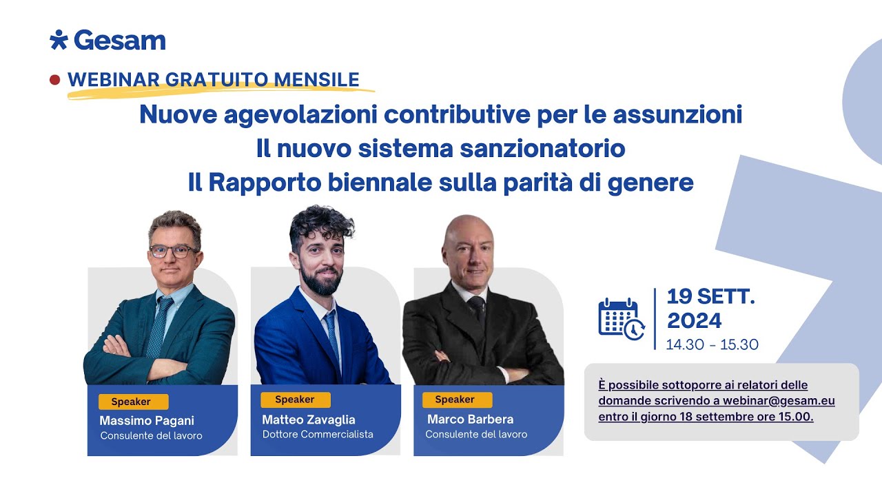 WEBINAR   NOVITA' DOPO LA RIPRESA ESTIVA