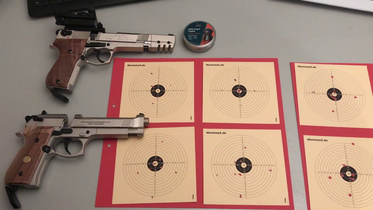 Vergleich von Co2 Pistolen -CP88 Comp.+ Beretta M 92F und Diabolos