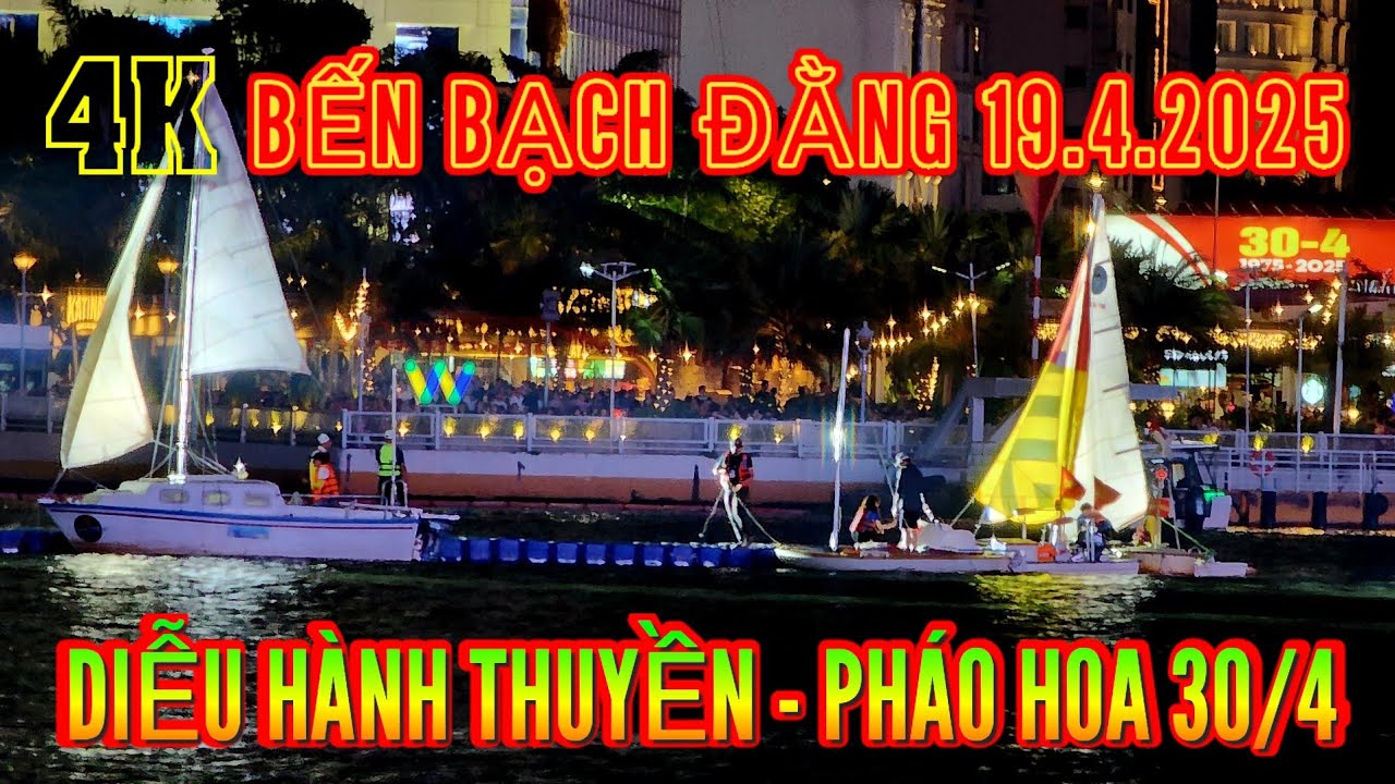 30/4 Diễu hành thuyền hoa đăng và bắn pháo hoa tại công viên bờ sông Sài Gòn