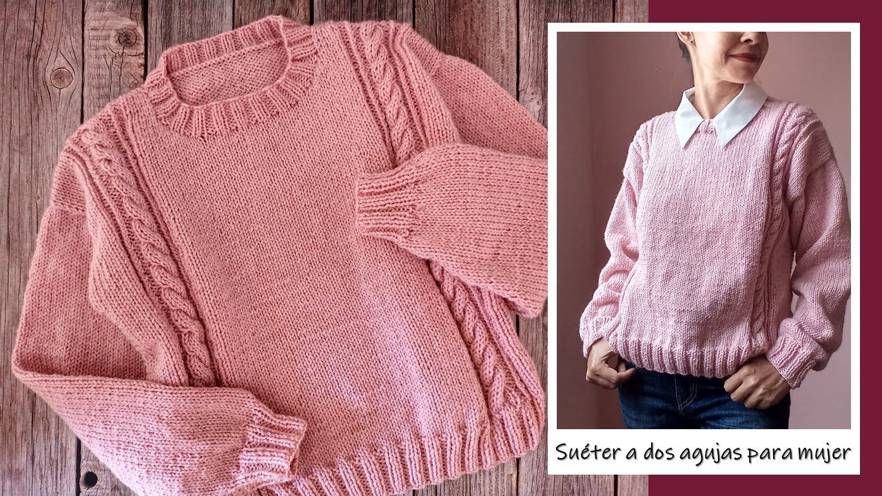 Su&eacute;ter ELEGANTE Y CL&Aacute;SICO a dos agujas para mujer  paso a paso!!