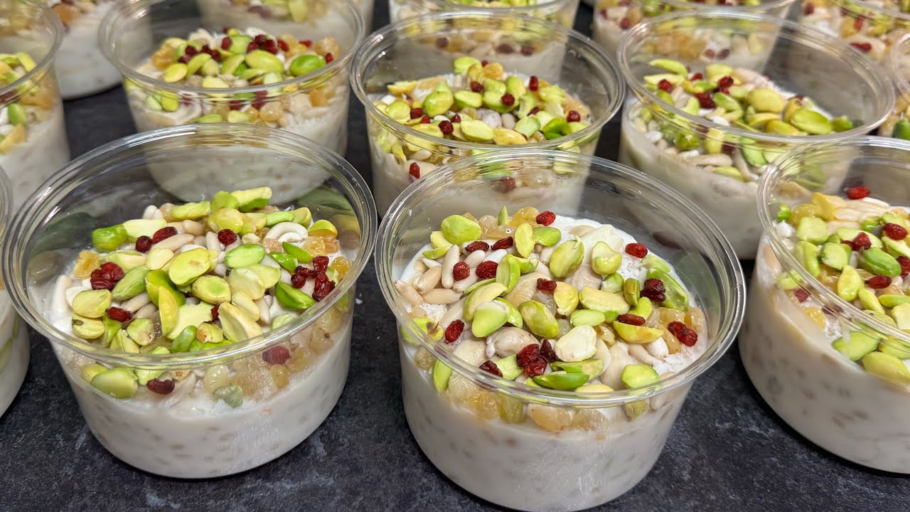 قمحيّة الحليب مع المكسرات ( سنينية) snayniye من اطيب وانجح الوصفات #love #قمح #حلويات #dessert