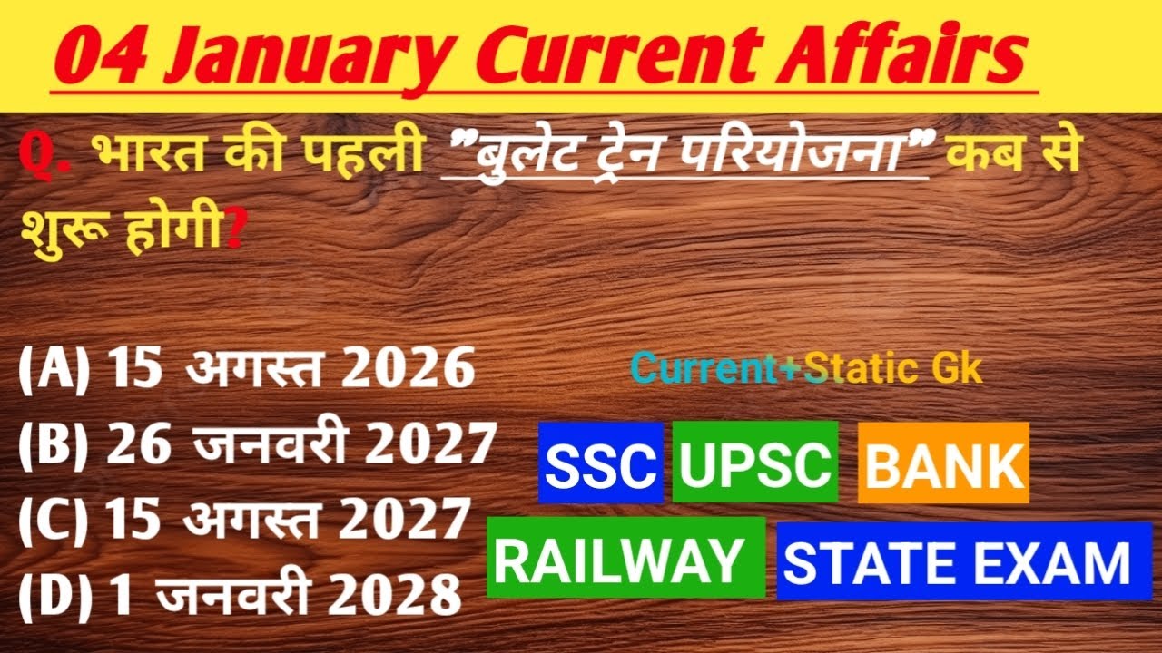 Daily Current Affairs | 04 January 2026 Current Affairs | UPSC, SSC, BSF, UP POLICE, BANK | 