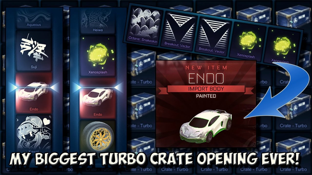 MY BIGGEST TURBO CRATE OPENING IN ROCKET LEAGUE! | Insane luck! FG PAINTED ENDO & MORE + TRADE UPS