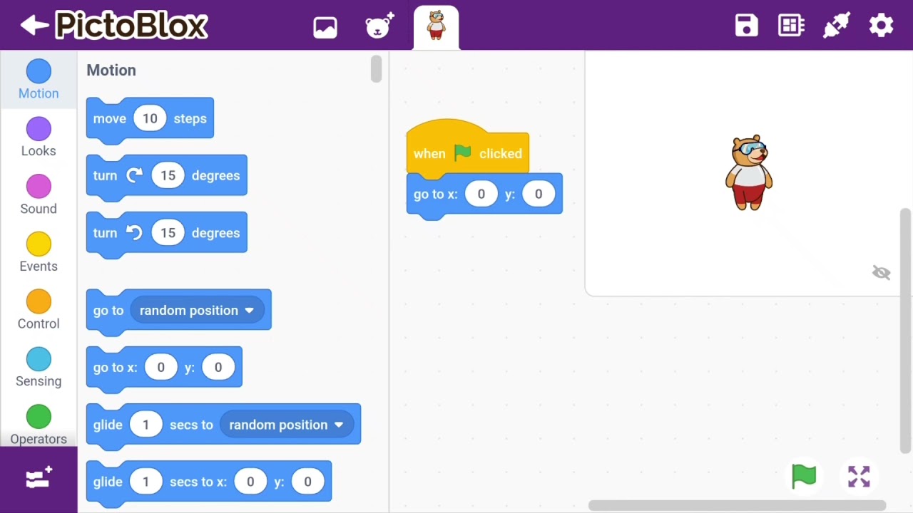HOW TO CODE TO MAKE TOBI WALK  IN PICTOBLOX