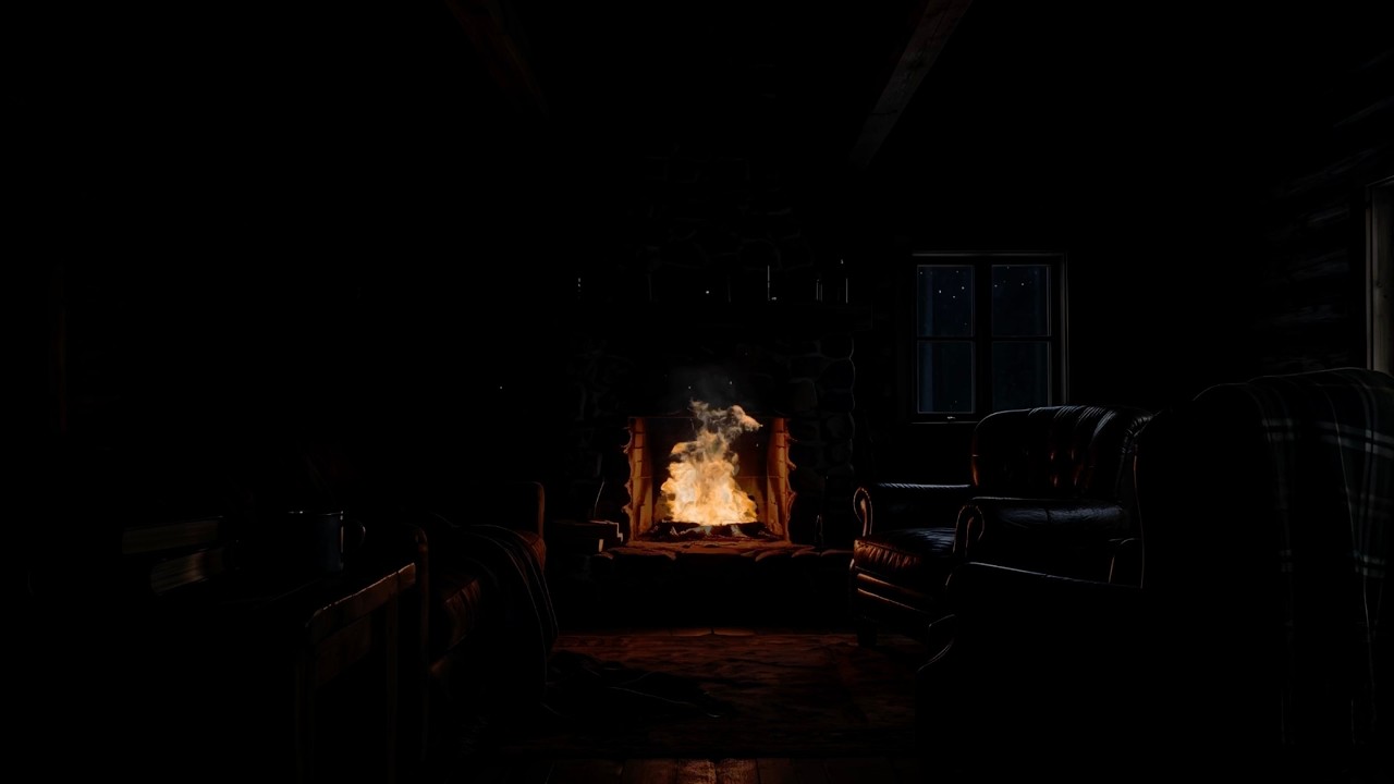 “Dark Cozy Cabin Fireplace & Rain 🌧️🔥 | Relaxing Sleep Ambience 10 Hours”