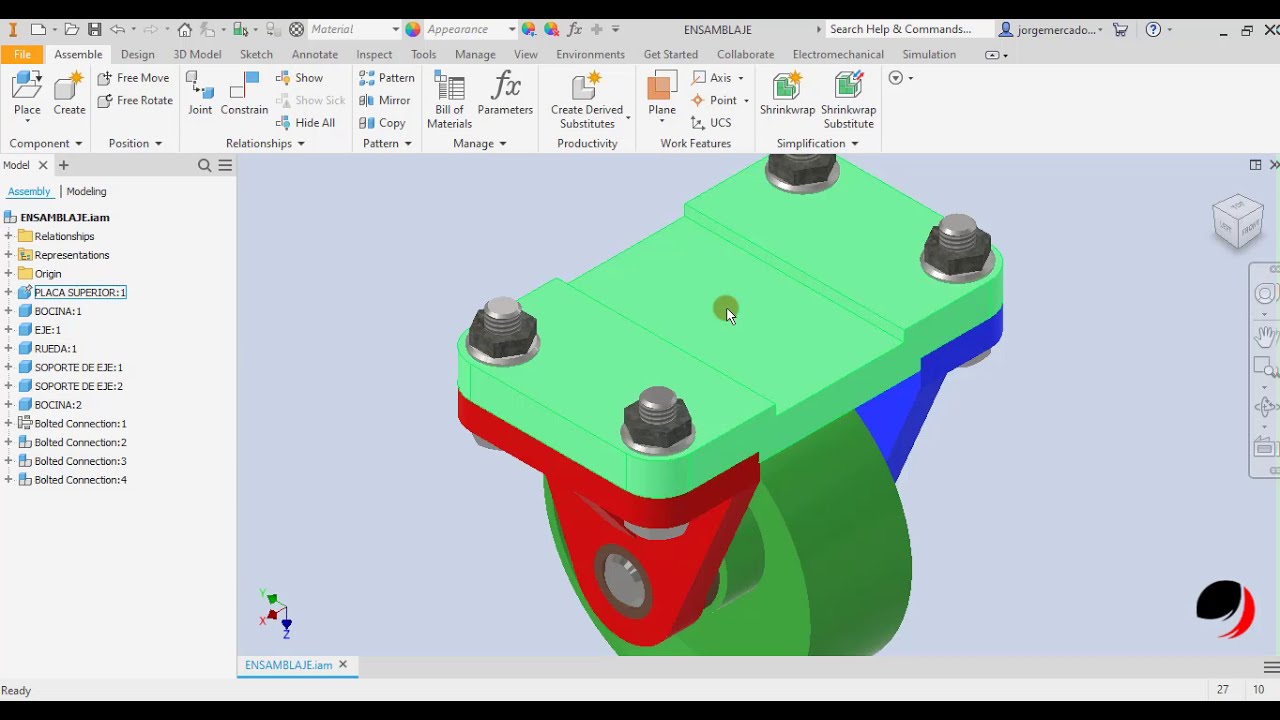 Ejemplo de Ensamblaje en Inventor