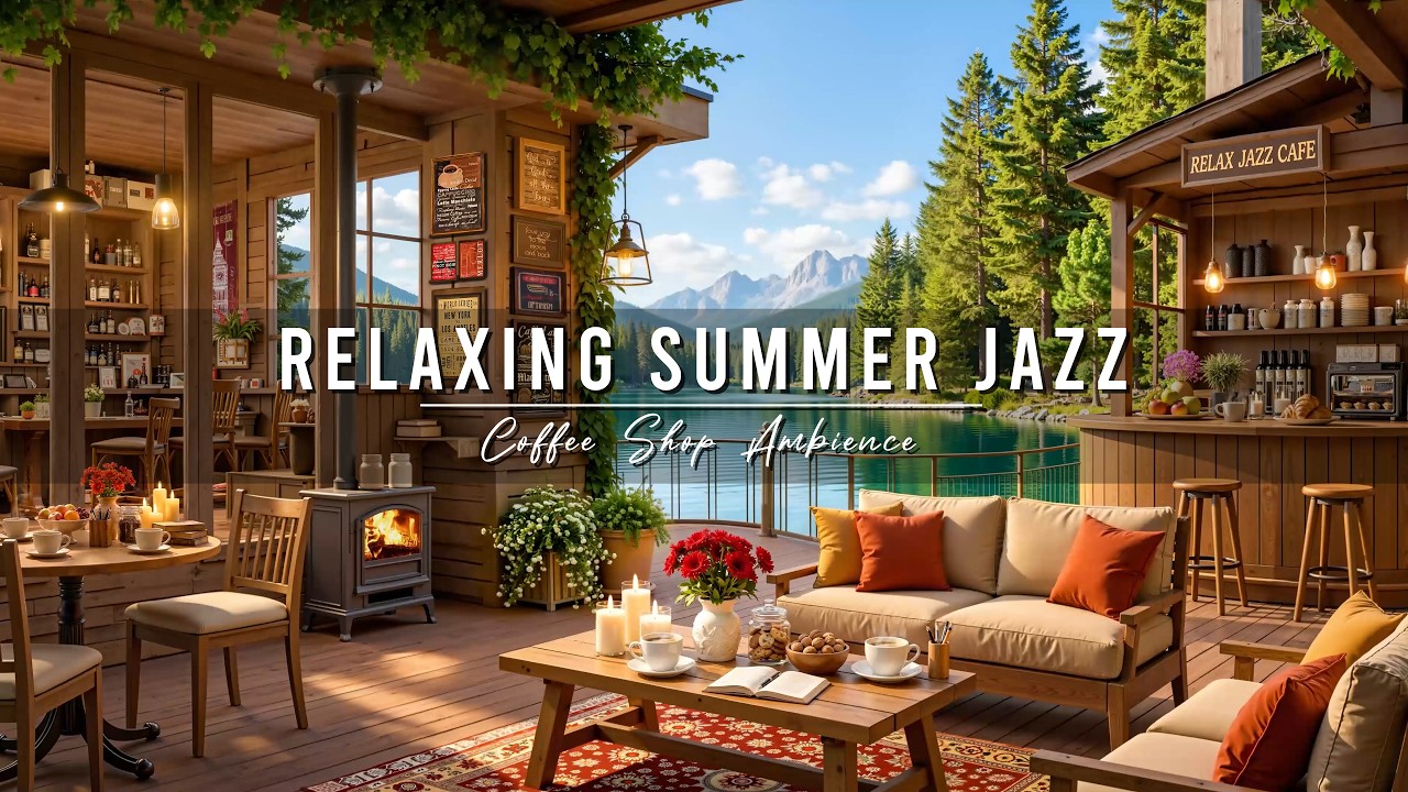 Stress Relief with Smooth Jazz Instrumental Music 🌞Summer Coffee Shop Ambience & Jazz Relaxing Music