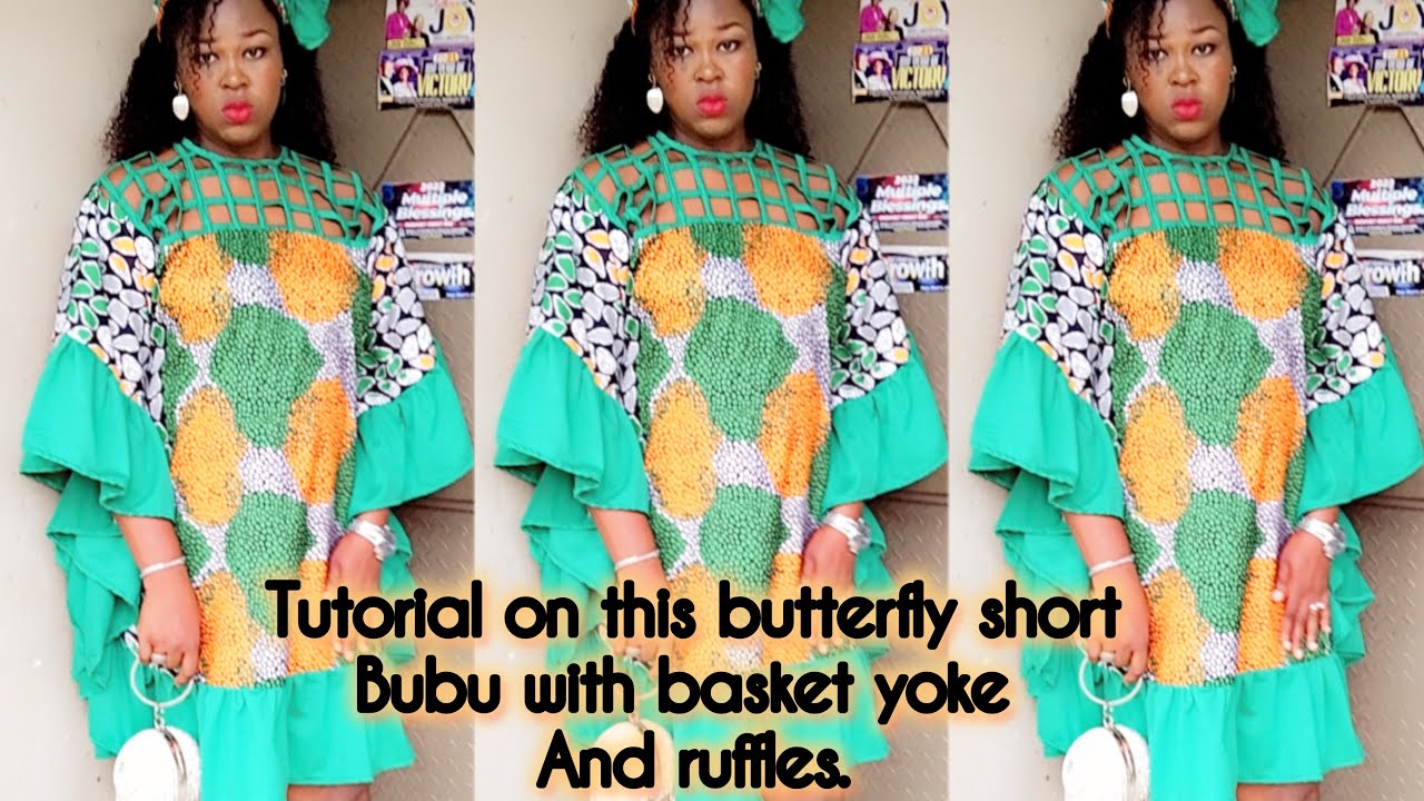 How to cut and sew this short trendy bubu with basket yoke and ruffles .#viral #diy #very detailed.
