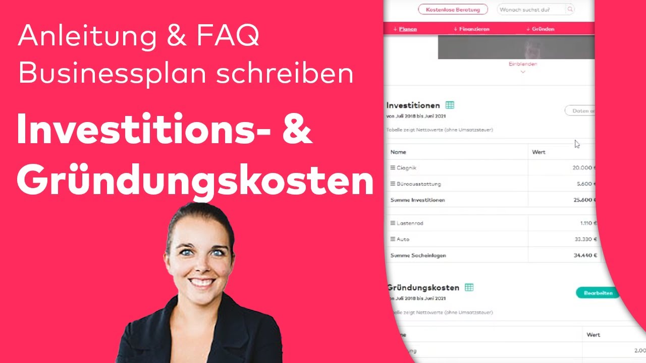 Investitionen und Gr&uuml;ndungskosten in deinem Businessplan: Richtig ausf&uuml;llen & h&auml;ufige Fragen dazu