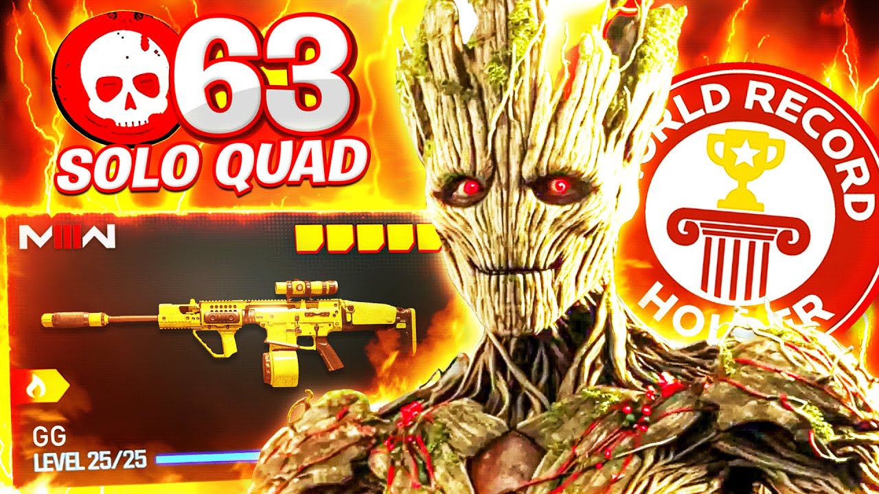 WORLD RECORD 63 KILLS SOLO QUADS in Warzone 3! (NEW META LOADOUT)
