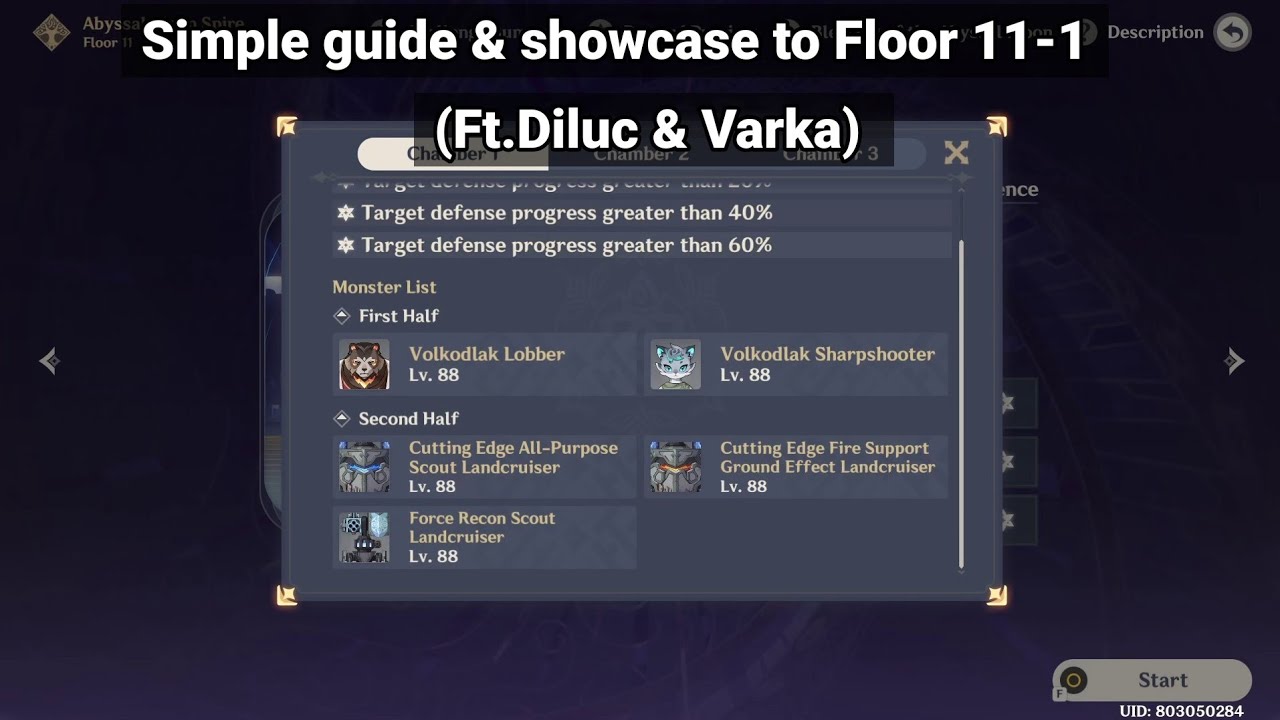 A Simple Guide and Showcase for Spiral Abyss Floor 11-1 (Ft. Diluc and Varka) | Genshin Impact