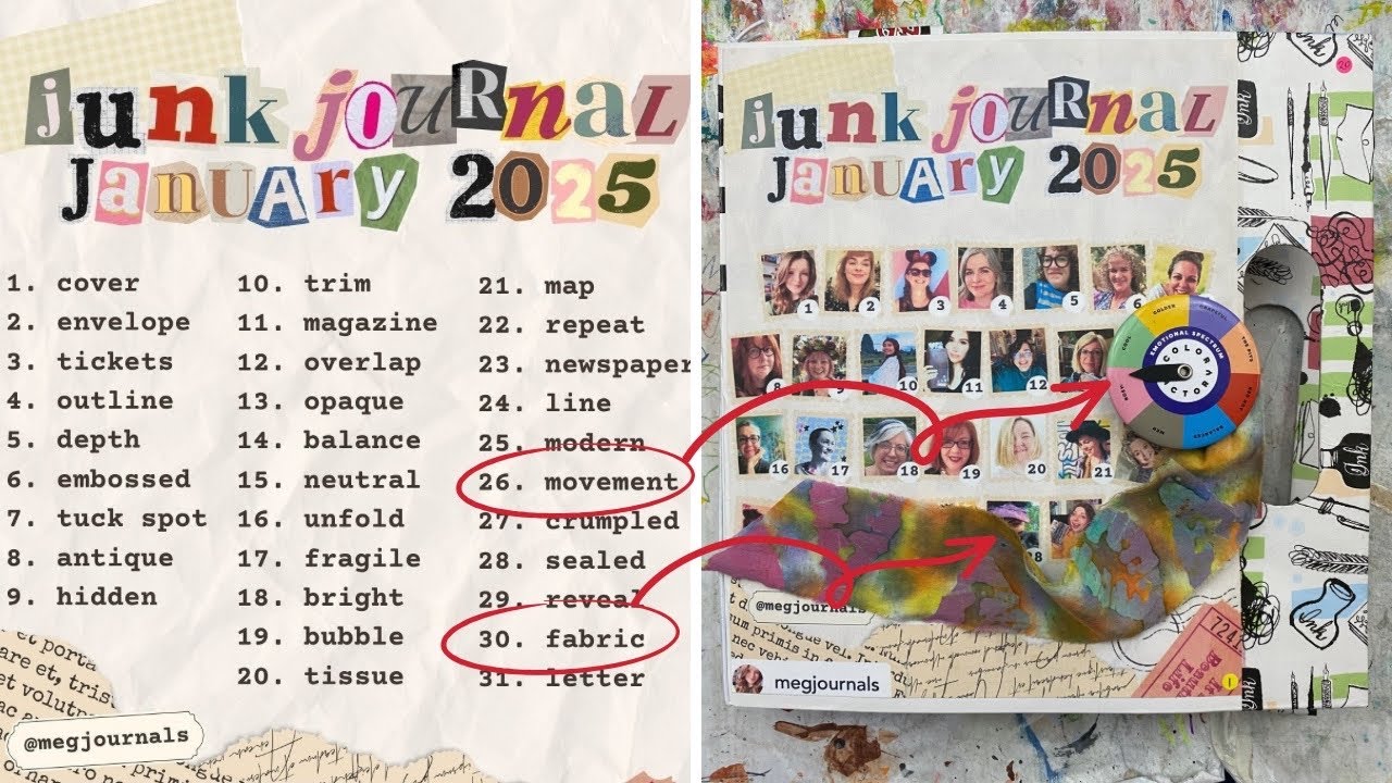 Junk Journal January 2025 Days 26 & 30: Movement and Fabric