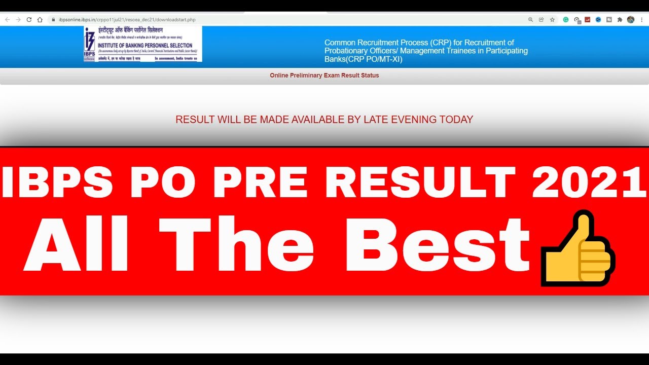IBPS PO PRE RESULT 2021 | All the best👍