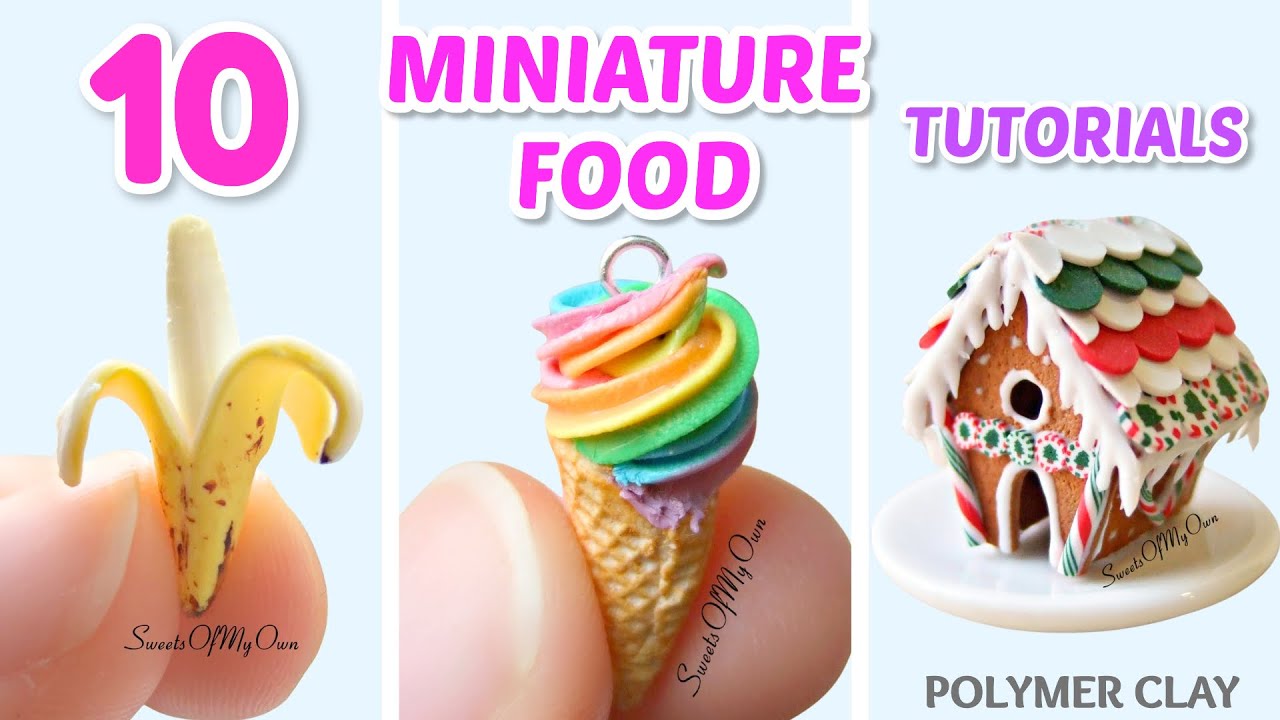 10 Miniature Food - Polymer Clay Tutorials - DIY - Handmade Dolls House Food