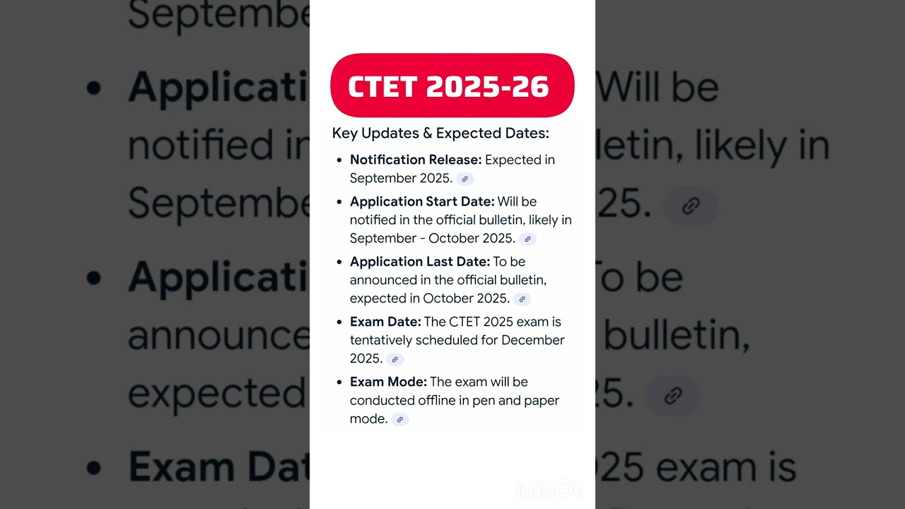 CTET 2025 Application Form,  Notification & Exam Date #ctet #ctetexam #ctet2025 #ctetnotification