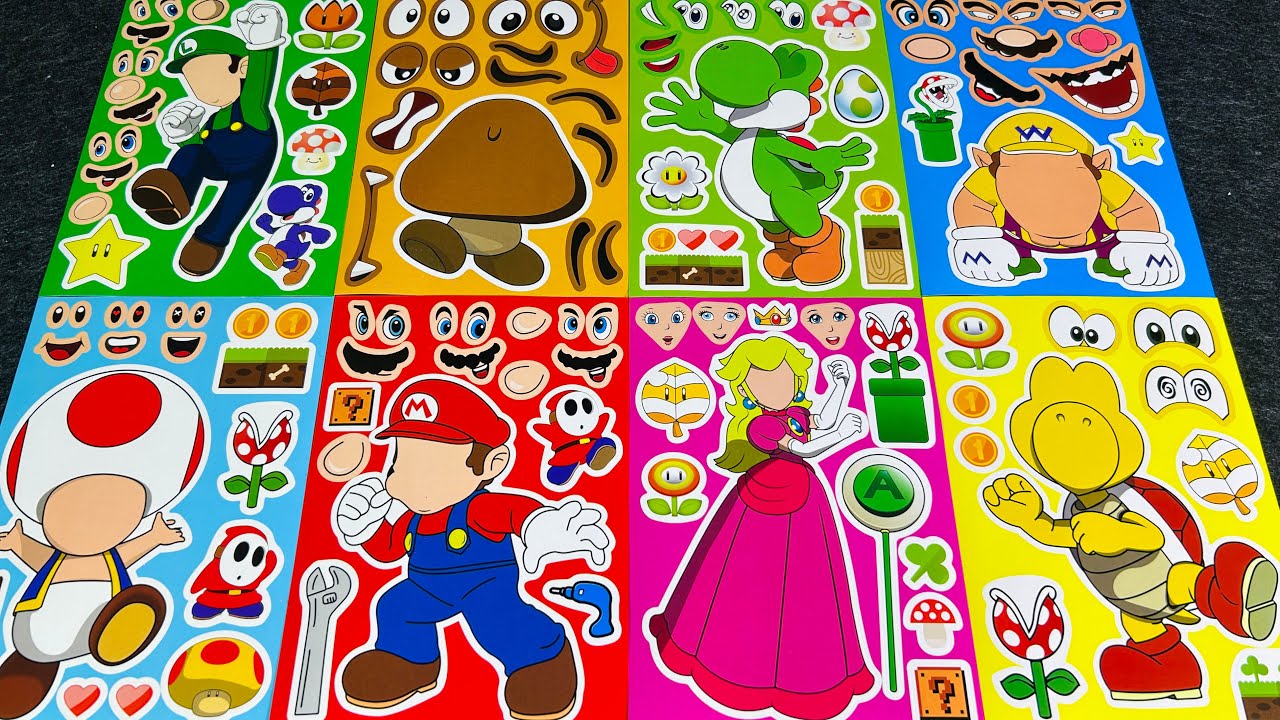 ASMR Satisfying Sticker Art – Decorating Notebook with Mario, Luigi, Princess Peach ...