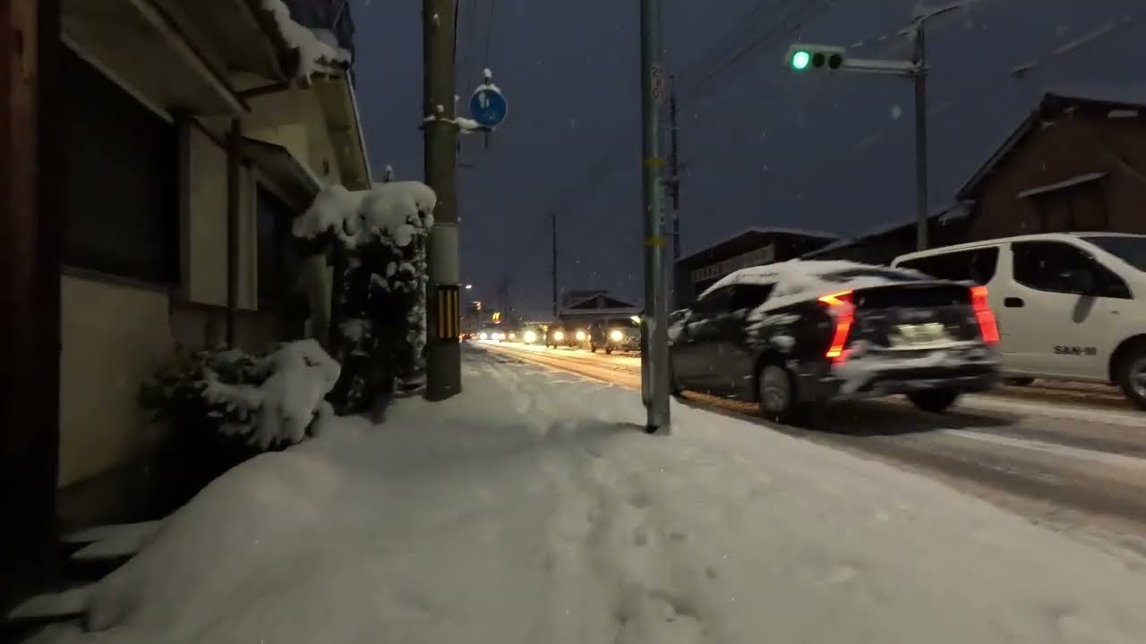 雪の中を
