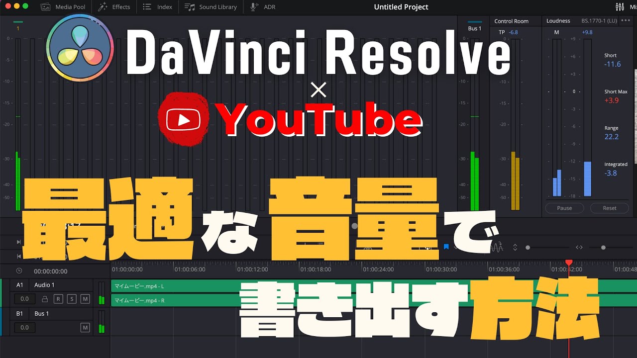【DaVinci Resolve】YouTubeに最適な音量（ラウドネス）で書き出す方法