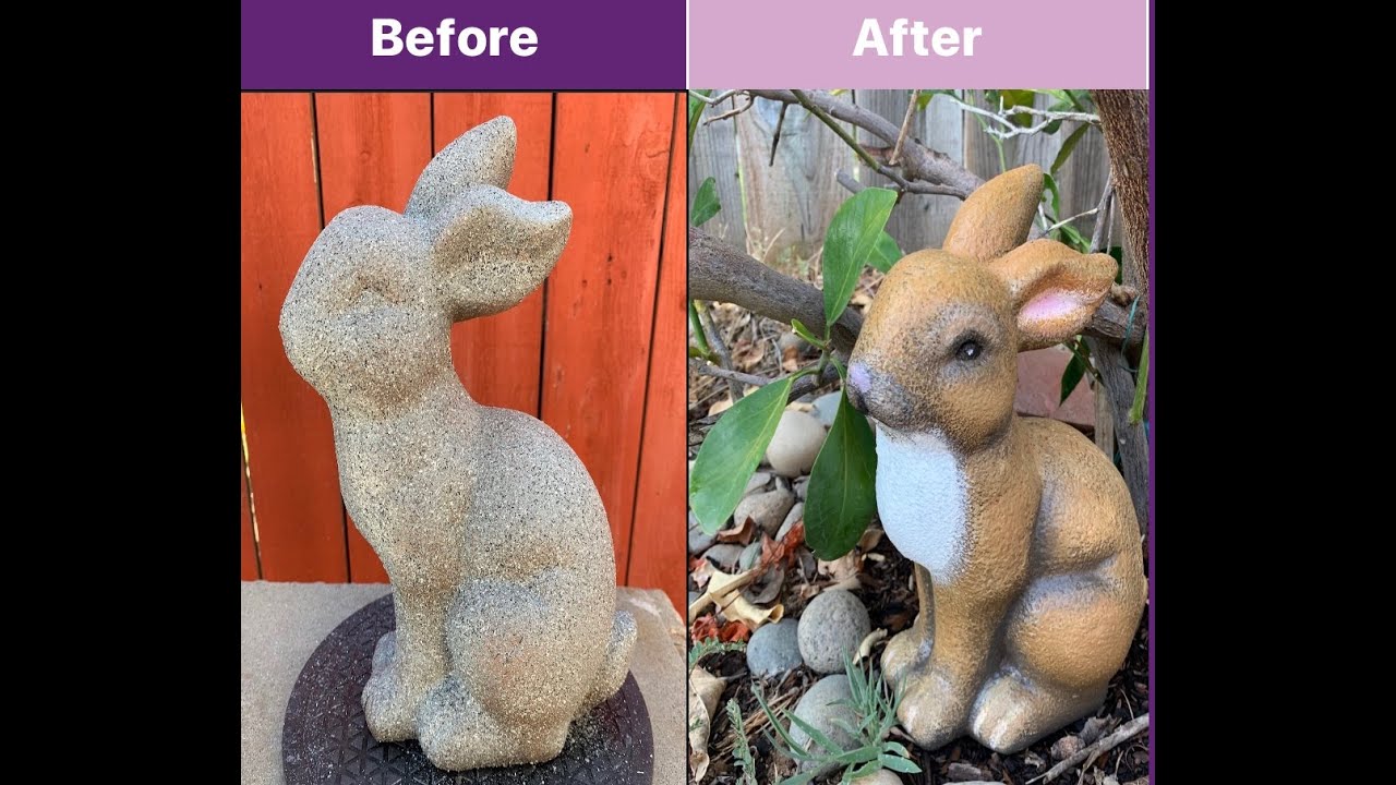 Realistic Painting of a Statue Rabbit