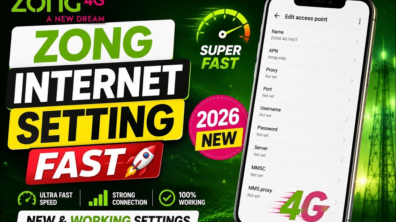 Zong Internet Settings 2026 | New APN Settings | Fast 4G Internet Speed Boost
