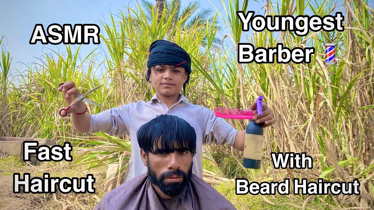 ASMR youngest Barber 💈 In the world 🗺️ Fast Haircut 💇 with Beard Haircut 💇‍♂️ 