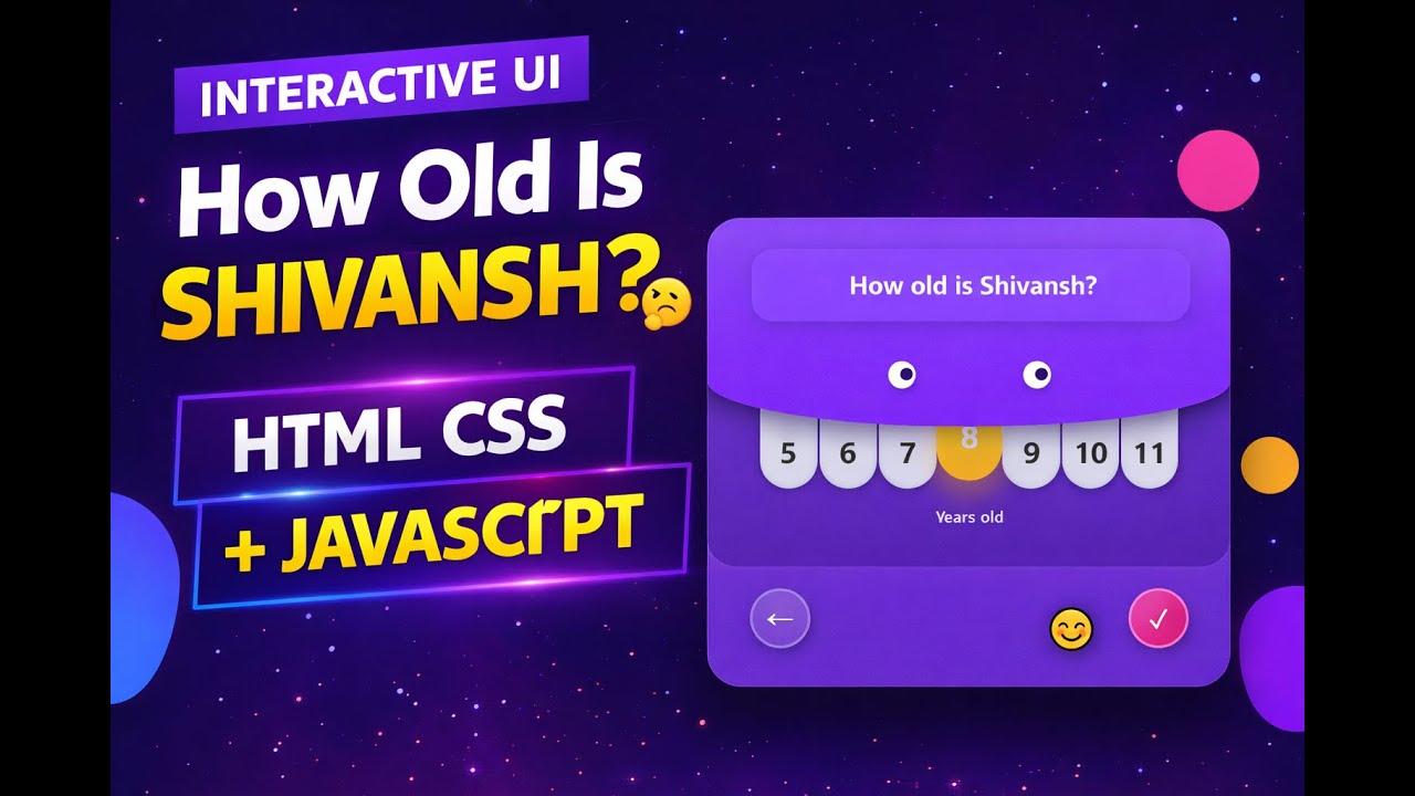 HTML CSS JavaScript Animation | Creative Web Design | Interactive Kids Age Selector UI #threejs