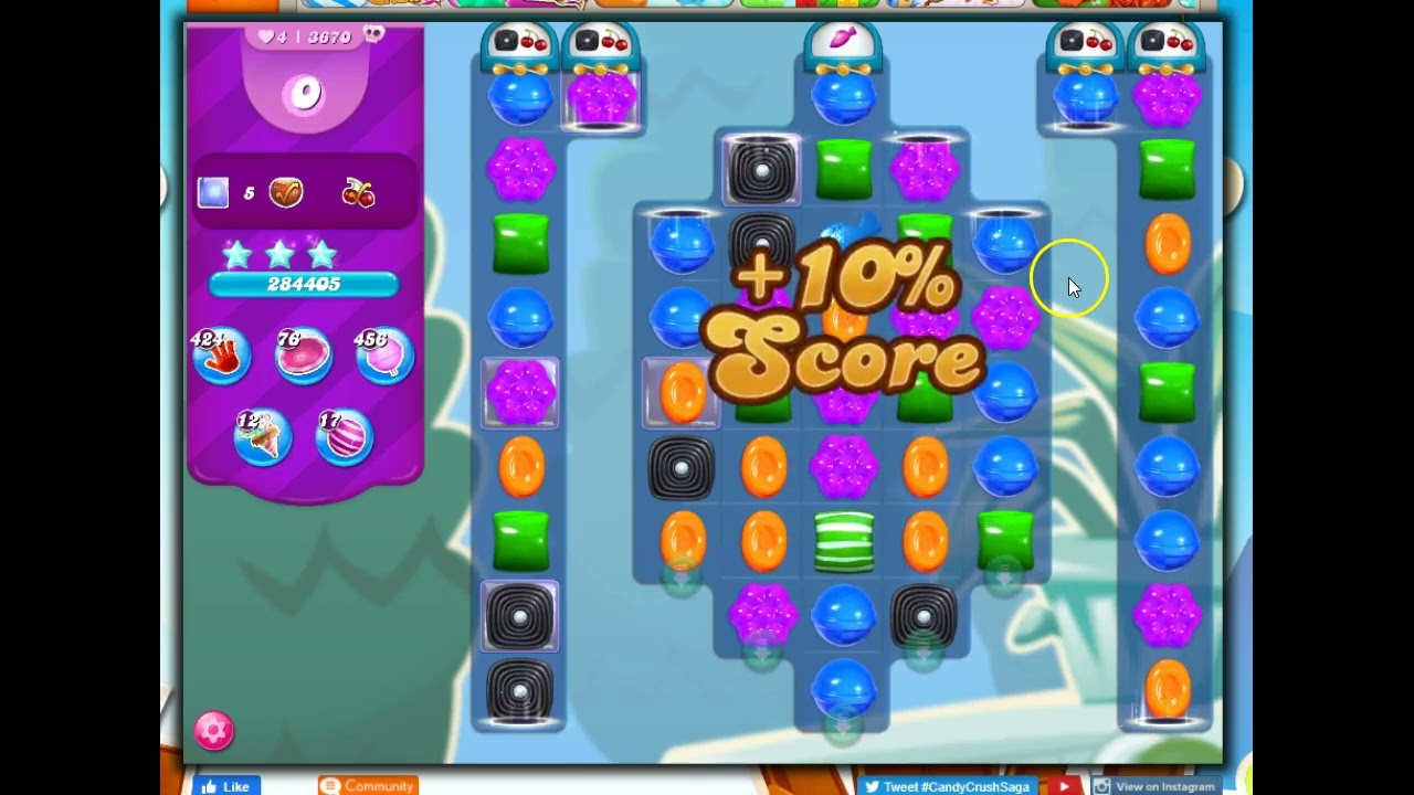 Candy Crush Level 3670 Talkthrough, 18 Moves 0 Boosters