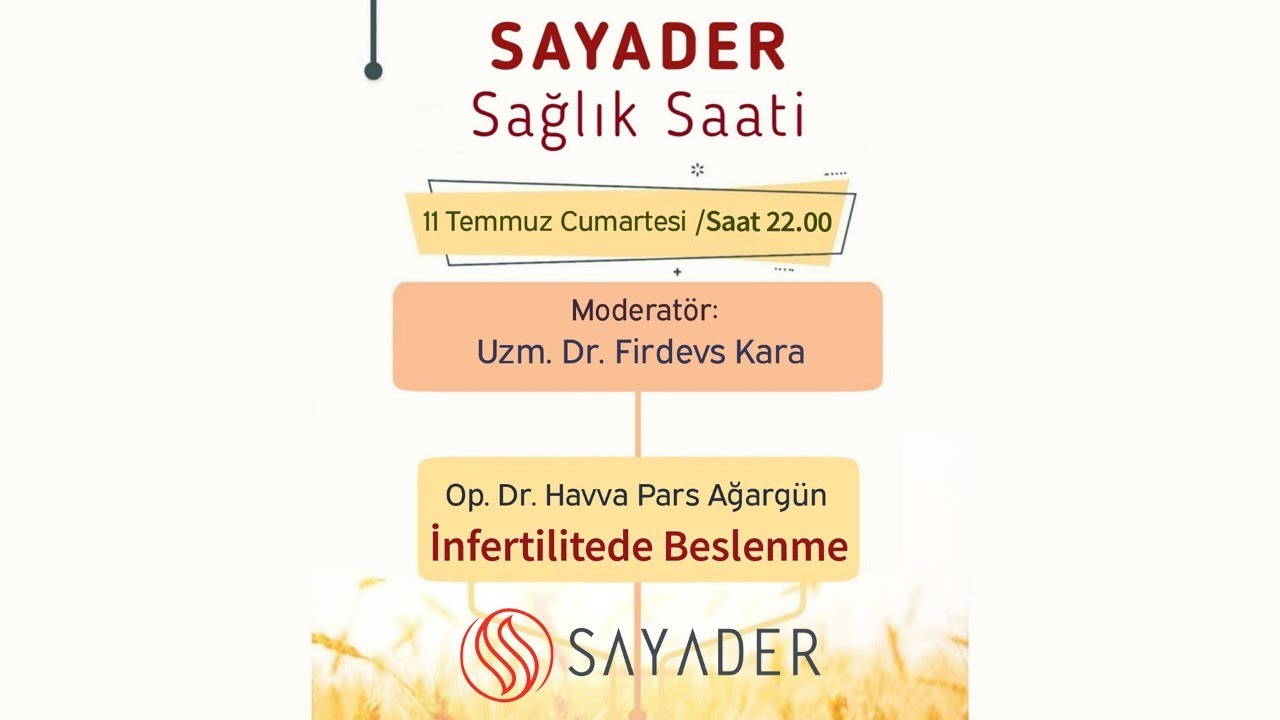 İnfertilitede Beslenme - Op. Dr. Havva Pars Ağargün - SAYADER Sağlık Saati
