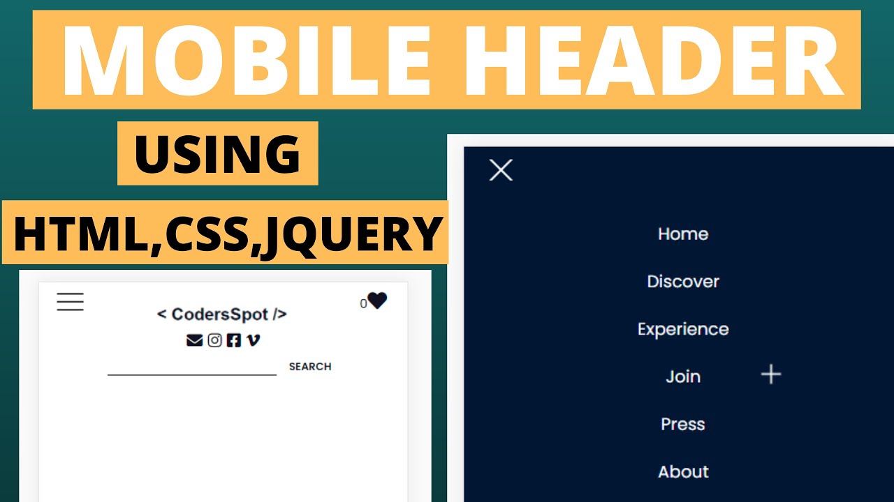 How To Make A Responsive Header Using HTML And CSS And JQUERY Step By Step  | Website Development-2