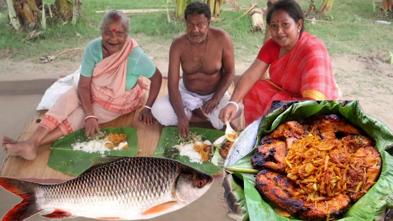 রুই মাছের পাতুরি | Rhui maher Bangal Paturi Cooking by village life cooking & grandma grandpa