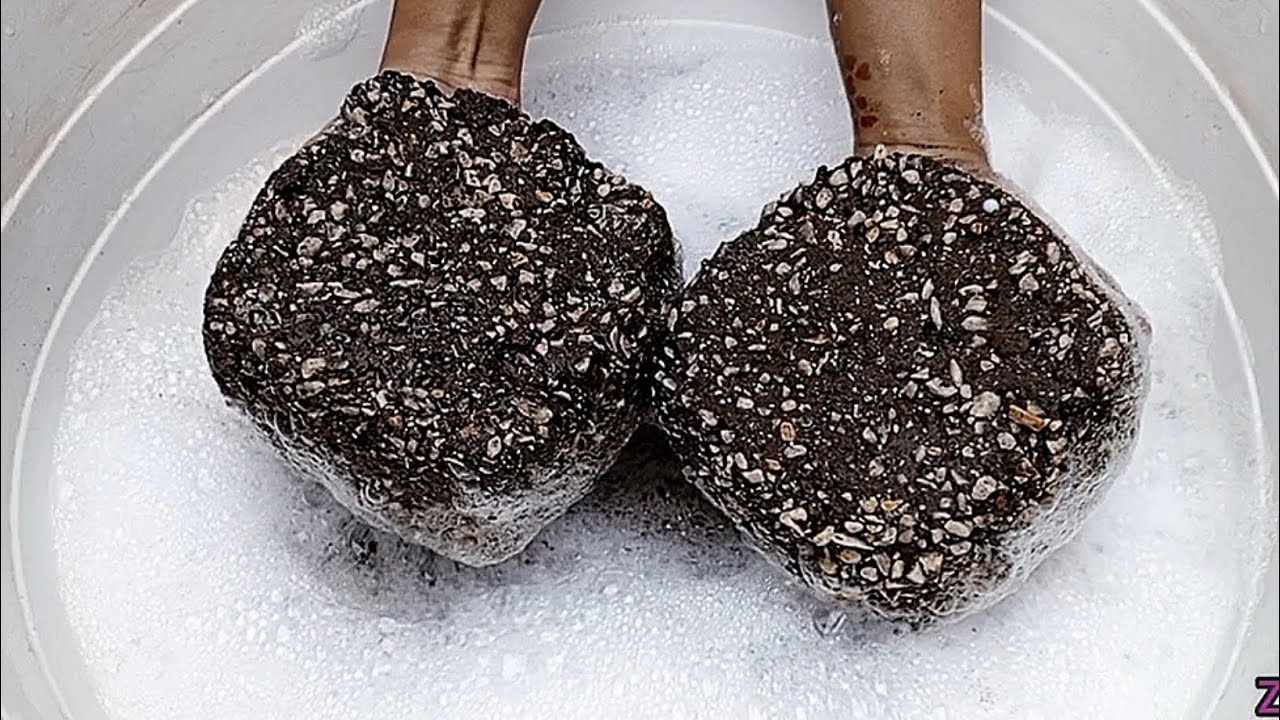 Dipping lover Sand Cement concrete crumble dipping in bubble 💭 water and water 💦💦💦 paste play Asmr 