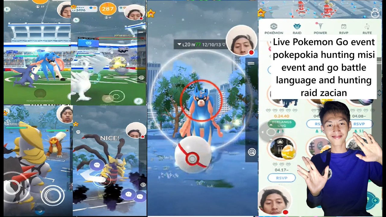 Live Pokemon Go event pokepokia hunting misi event and go battle language and hunting raid zacian