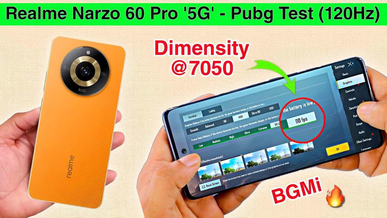 Realme Narzo 60 Pro 5G Pubg Test | Graphics Test |🔥