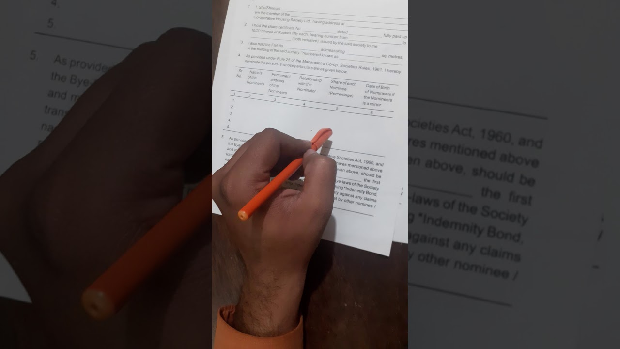 housing society nomination form details how to fill nomination form?
