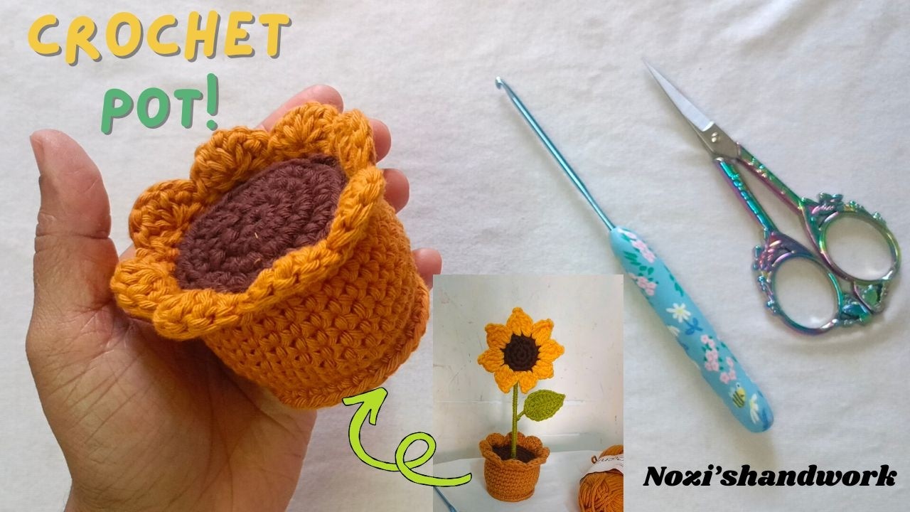 Ho to Crochet Very Easy Flower Pot | For Beginners with Eng Sub #crochettutorials