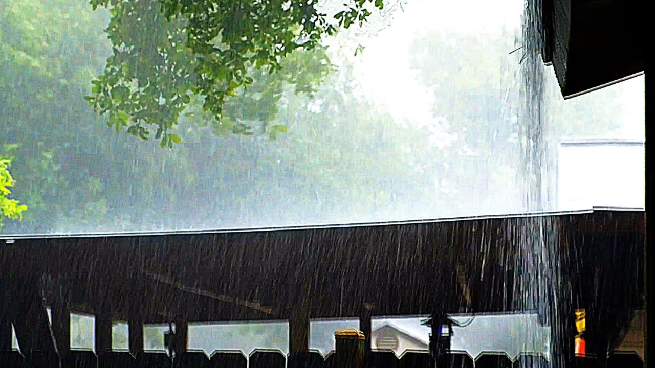 Heavy Thunderstorm on Summer Porch | Intense Rain & Thunder Ambience (5 Hours)