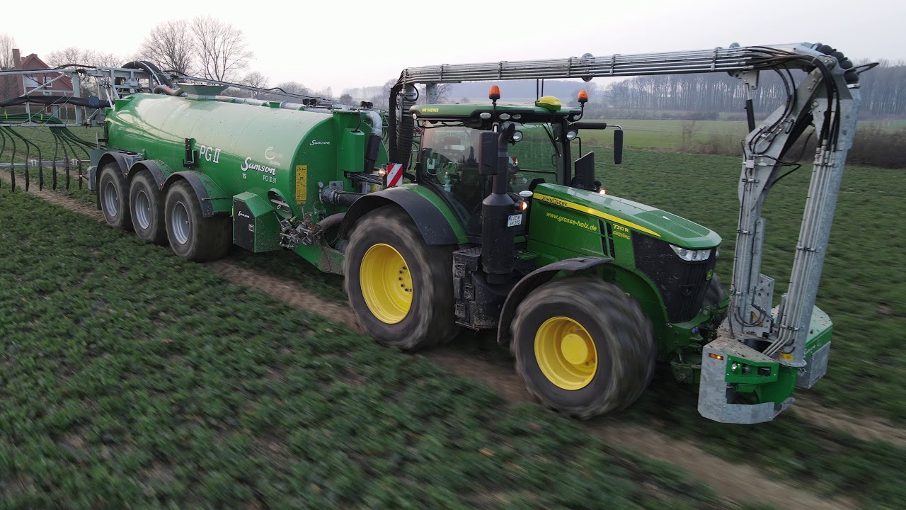 Gülle fahren 2021 John Deere 7310R & Samson PG II 31 [4k]