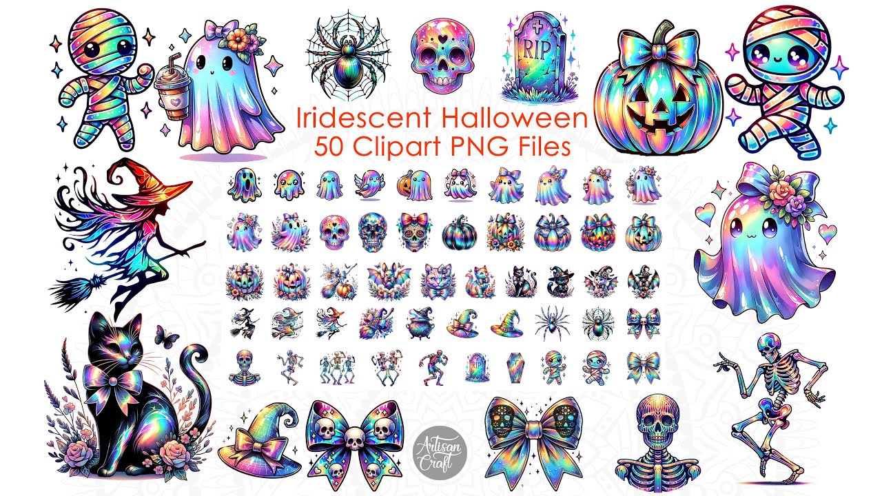 Iridescent Halloween Clipart 50 images