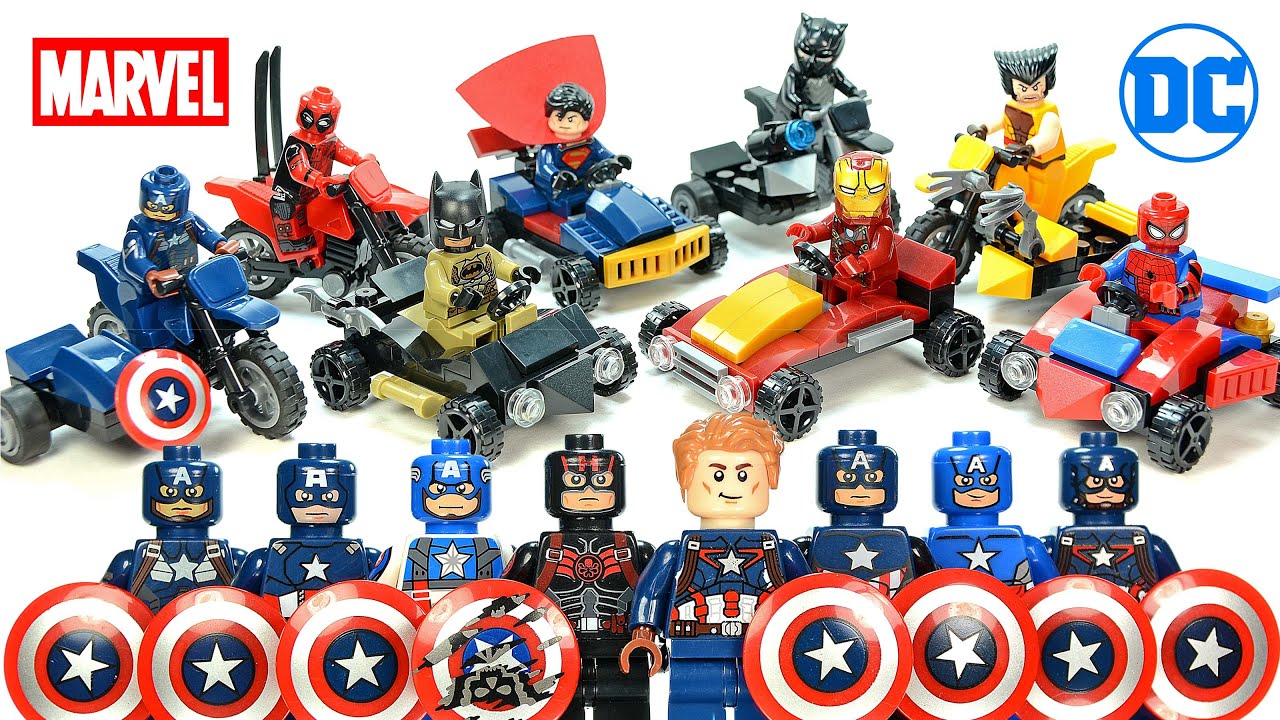 Superman Captain America Batman Iron Man Spider-Man Motorcycles & Go-Karts Unofficial LEGO Sets