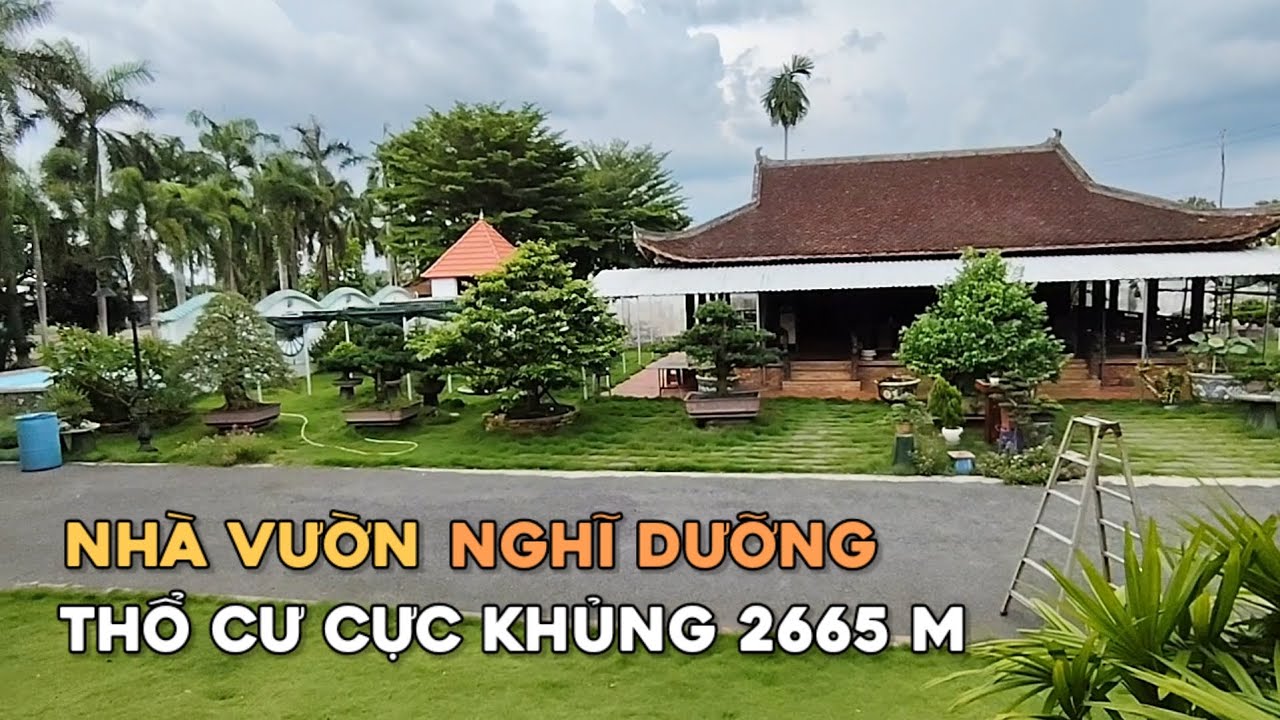 Ms 0495 Nhà vườn nghĩ dưỡng 1,5 mẫu thổ cư 2665 m mặt tiền QL1A tặng nội thất cây kiểng ở Long An