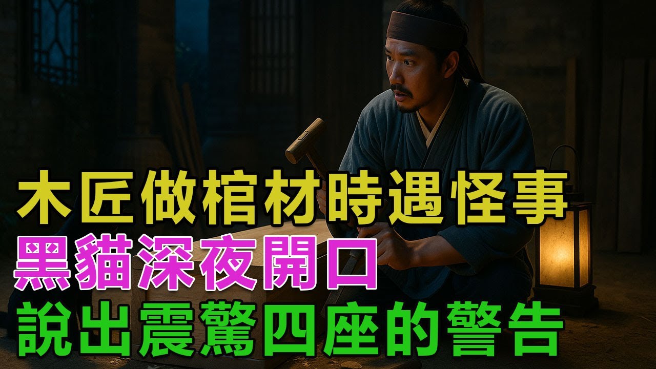 民間故事：木匠做棺材時遇怪事，黑貓深夜開口，說出震驚四座的警告