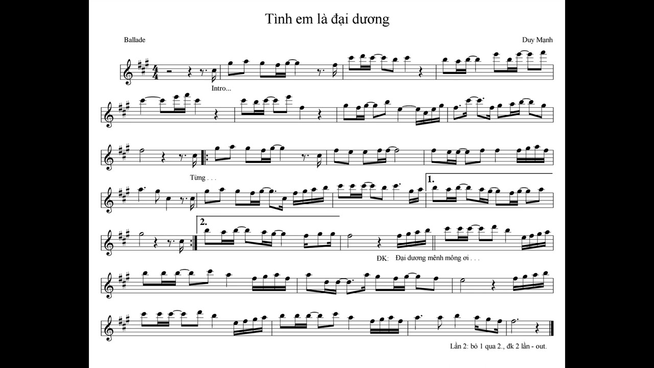 Tình em là đại dương - Karaoke for Sax Alto