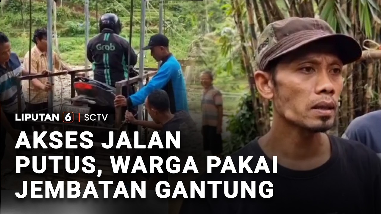 Akses Jalan Putus, Warga Pakai Jembatan Gantung | Liputan 6