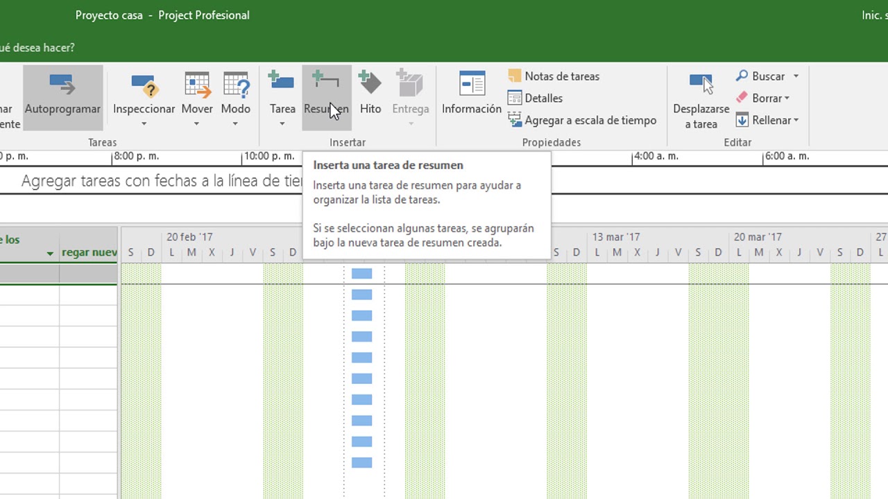 Crear tareas e hitos Curso Project 2016 video 6