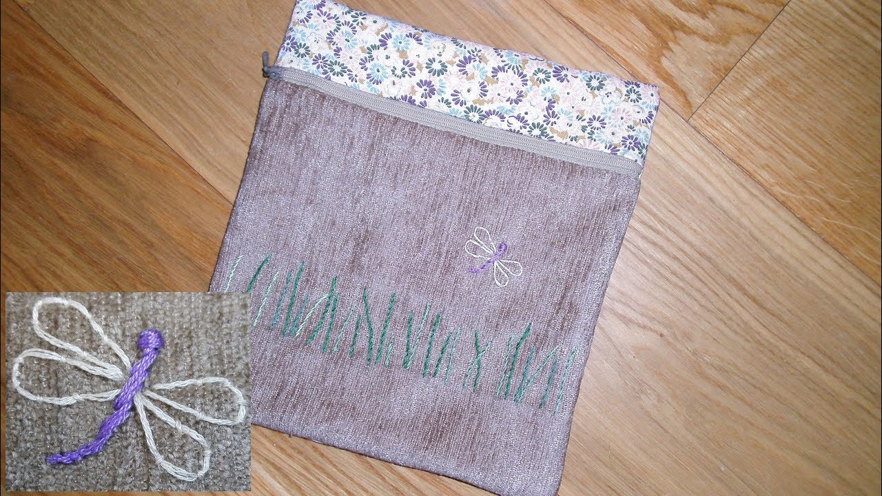 upcycling – gefüttertes Reißverschlusstäschchen mit Stickerei nähen – alle Größen möglich
