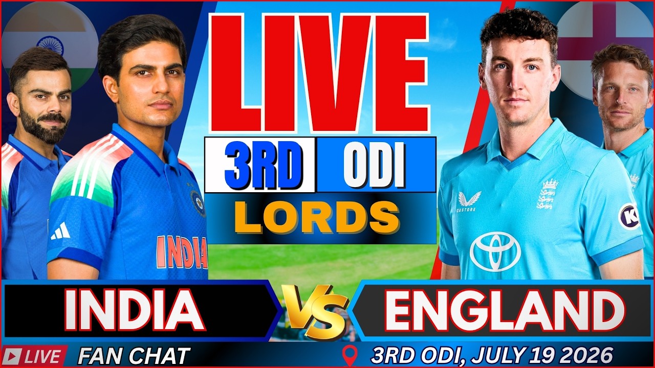 🔴LIVE: India vs England, 3rd ODI Live Score | Live Cricket Match Today | IND vs ENG, Fan Chat